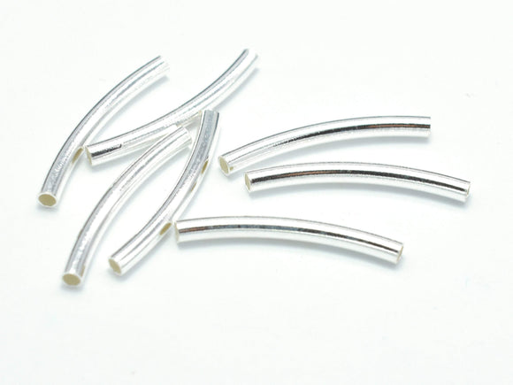 6pcs 925 Sterling Silver Tube, Curved Tube, 2x25mm, Hole 1.4mm-Metal Findings & Charms-BeadDirect