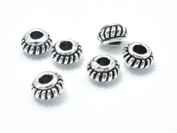 8pcs 925 Sterling Silver Beads-Antique Silver, 5mm Rondelle Beads, Spacer Beads, 5x3mm Hole 1.8mm-Metal Findings & Charms-BeadDirect