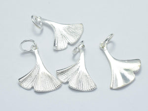 2pcs 925 Sterling Silver Charm, Ginkgo Leaf Charm, 14x17mm-Metal Findings & Charms-BeadDirect