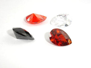 CZ beads, Faceted Pear, Pointed Back, 7x10mm-Cubic Zirconia-BeadDirect