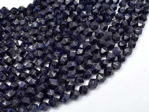 Blue Goldstone Beads, 6mm (5.5mm) Star Cut Faceted 13.5 Inch-Gems: Round & Faceted-BeadDirect