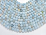 Matte Aquamarine Beads, 8mm (8.5mm) Round-BeadDirect