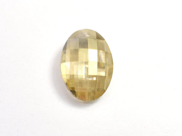Crystal Glass 23x32mm Faceted Oval Pendant, Yellow, 1piece-BeadDirect