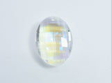 Crystal Glass 23x32mm Faceted Oval Pendant, Clear with AB, 1piece-BeadDirect