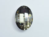 Crystal Glass 36x50mm Faceted Oval Pendant, Gray, 1piece-BeadDirect