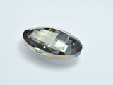Crystal Glass 36x50mm Faceted Oval Pendant, Gray, 1piece-BeadDirect