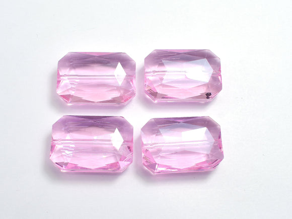 Crystal Glass 18x26mm Faceted Rectangle Beads, Pink, 2pieces-BeadDirect