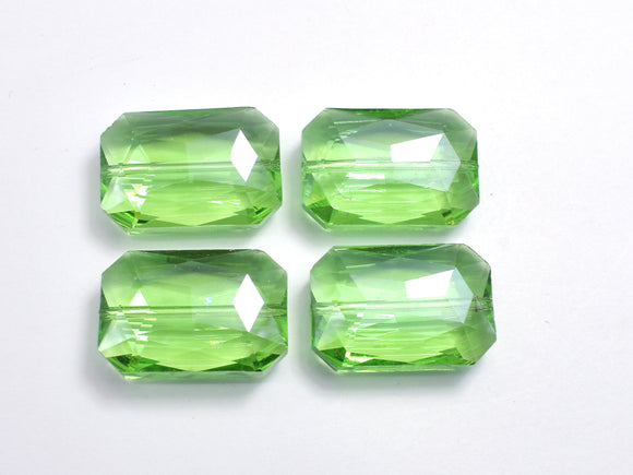 Crystal Glass 18x26mm Faceted Rectangle Beads, Green, 2pieces-BeadDirect