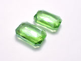 Crystal Glass 18x26mm Faceted Rectangle Beads, Green, 2pieces-BeadDirect