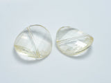 Crystal Glass 28mm Twisted Faceted Coin Beads, Light Champagne, 2pieces-BeadDirect