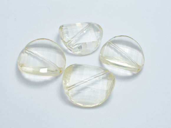 Crystal Glass 28mm Twisted Faceted Coin Beads, Light Champagne, 2pieces-BeadDirect