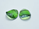 Crystal Glass 28mm Twisted Faceted Coin Beads, Green, 2pieces-BeadDirect