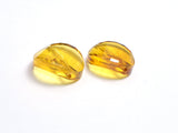 Crystal Glass 18mm Twisted Faceted Coin Beads, Yellow, 4pieces-BeadDirect