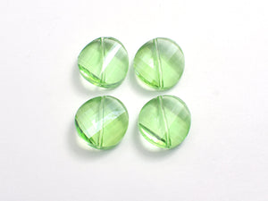Crystal Glass 18mm Twisted Faceted Coin Beads, Green, 4pieces-BeadDirect