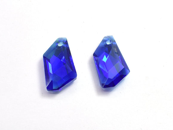Crystal Glass 12x22mm Faceted Free Form Pendants, Blue, 4pieces-BeadDirect