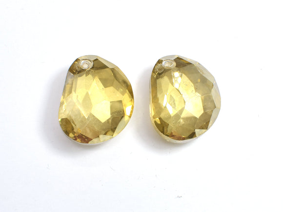 Crystal Glass 22x27mm Faceted Free Form Pendant, Yellow, 1piece-BeadDirect