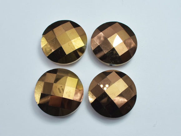 Crystal Glass 30mm Faceted Coin Beads, Brown Coated, 2pieces-BeadDirect