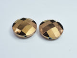 Crystal Glass 30mm Faceted Coin Beads, Brown Coated, 2pieces-BeadDirect