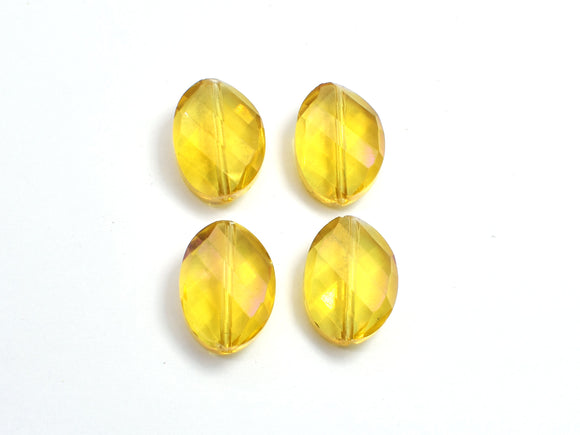 Crystal Glass 13x18mm Twisted Faceted Oval Beads, Yellow, 4pieces-BeadDirect