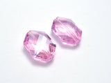 Crystal Glass 17x25mm Faceted Irregular Hexagon Beads, Pink, 2pieces-BeadDirect