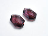 Crystal Glass 17x25mm Faceted Irregular Hexagon Beads, Wine Red, 2pieces-BeadDirect