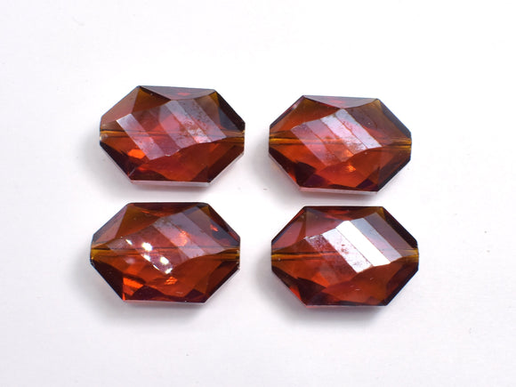 Crystal Glass 17x25mm Faceted Irregular Hexagon Beads, Brown, 2pieces-BeadDirect