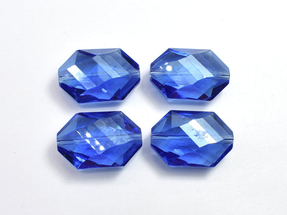 Crystal Glass 17x25mm Faceted Irregular Hexagon Beads, Blue, 2pieces-BeadDirect