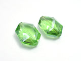 Crystal Glass 17x25mm Faceted Irregular Hexagon Beads, Green, 2pieces-BeadDirect