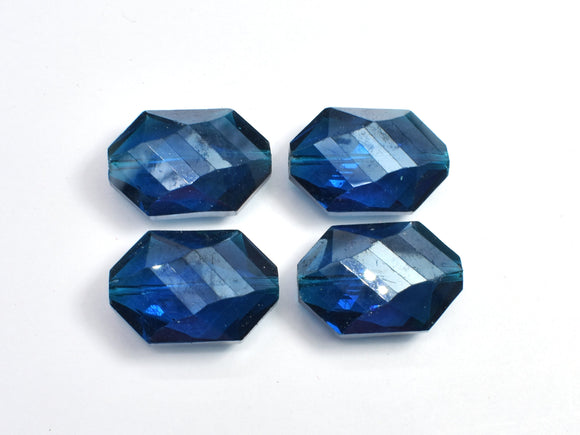 Crystal Glass 17x25mm Faceted Irregular Hexagon Beads, Dark Blue, 2pieces-BeadDirect