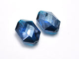 Crystal Glass 17x25mm Faceted Irregular Hexagon Beads, Dark Blue, 2pieces-BeadDirect