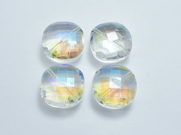 Crystal Glass 20x20mm Faceted Diamond Beads, Clear with AB, 2pieces-BeadDirect