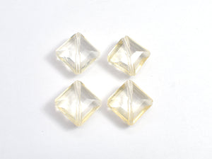 Crystal Glass 13x13mm Faceted Diamond Beads, Light Champagne, 4pieces-BeadDirect