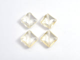 Crystal Glass 13x13mm Faceted Diamond Beads, Light Champagne, 4pieces-BeadDirect
