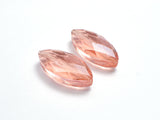 Crystal Glass 12x25mm Faceted Marquise Beads, Peach, 2pieces-BeadDirect