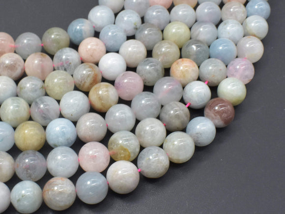 Beryl Beads, Morganite, Aquamarine, Heliodor, 10mm Round-Gems: Round & Faceted-BeadDirect