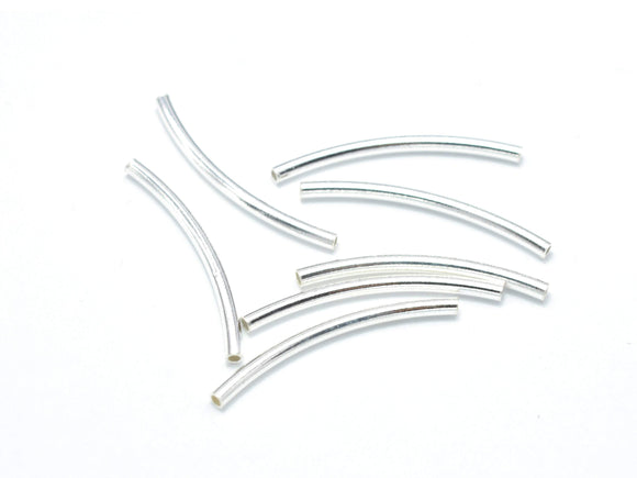 6pcs 925 Sterling Silver Tube, Curved Tube, 1.5x25mm, Hole 1mm-Metal Findings & Charms-BeadDirect