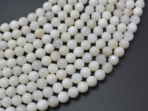 White Moonstone, 6mm (6.5mm) Round Beads-BeadDirect