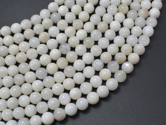 White Moonstone, 6mm (6.5mm) Round-BeadDirect