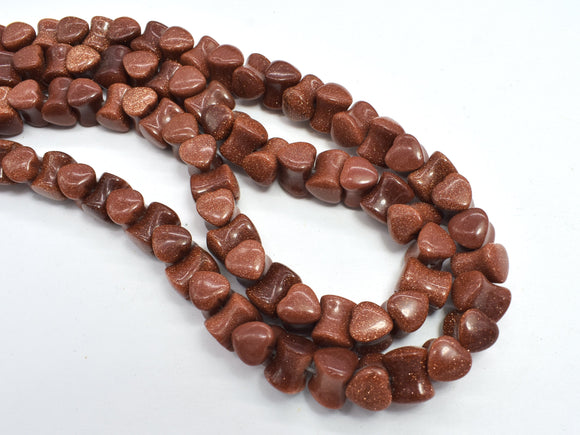 Goldstone Beads, 7.8x9.5mm Heart Beads-BeadDirect