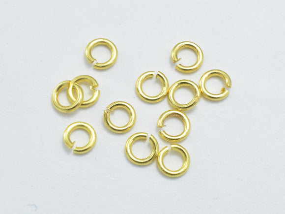 Approx. 300pcs 3mm Open Jump Ring, 0.6mm (22gauge), Gold Plated Brass Jump Ring-Metal Findings & Charms-BeadDirect