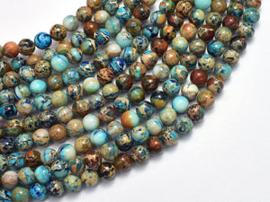 Impression Jasper- Blue 6mm Round-BeadDirect