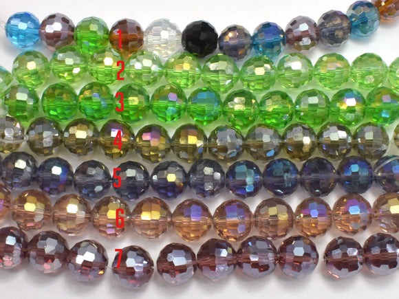 Crystal Glass Beads, 12mm Faceted Round Beads with AB, 12 beads-Pearls & Glass-BeadDirect
