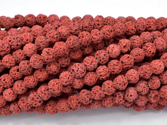 Red Lava Beads, Round, Approx 7mm-Gems: Round & Faceted-BeadDirect