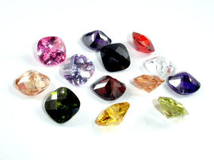 CZ beads,10x10mm Faceted Cushion-Cubic Zirconia-BeadDirect