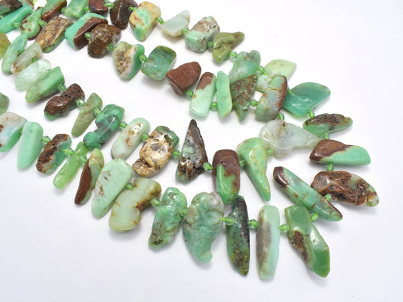 Chrysoprase Beads, Approx. (7-13)x(15-28)mm Top Drilled Irregular Stick-Gems: Nugget,Chips,Drop-BeadDirect