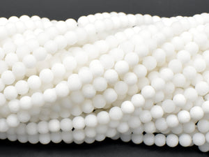 Matte White Jade Beads, 4mm (4.7mm) Round Beads-Gems: Round & Faceted-BeadDirect