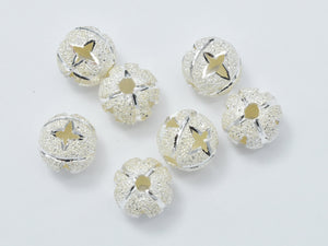 6pcs 925 Sterling Silver Beads, Stardust Silver Beads, 6mm Round-Gems: Round & Faceted-BeadDirect