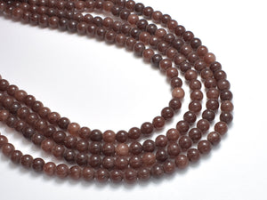 Jade - Coffee, 4mm Round Beads, 15 Inch-BeadDirect