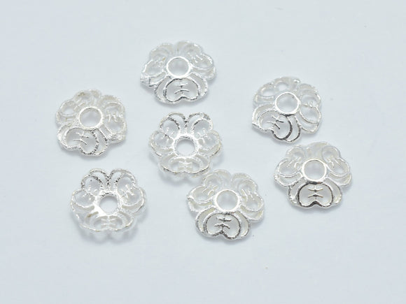20pcs 925 Sterling Silver Bead Caps, 6x1.4mm Flower Bead Caps-Metal Findings & Charms-BeadDirect