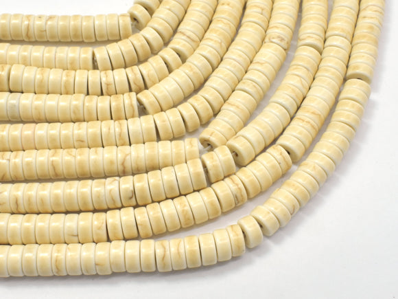 White Howlite Beads, 2.7x 6mm Heishi Beads-Gems:Assorted Shape-BeadDirect